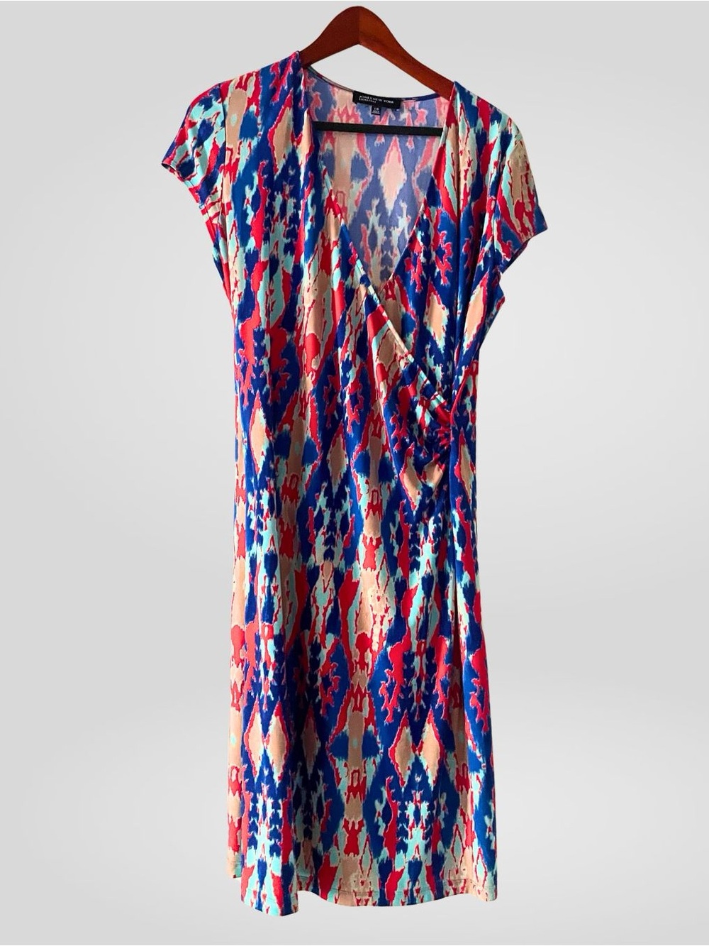 Jones New York Multicolor Ikat Wrap Coverup in Blue, Red & Cream